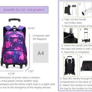 Girls Rolling Backpack Kids Backpack with Wheels Roller School Bag Wheeled Rucksack Pink