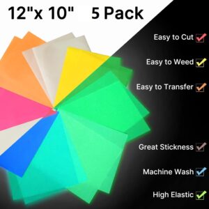 Glow in Dark Puff HTV Heat Transfer Vinyl White, 3D Puff Heat Transfer Vinyl, Neon Green Iron on Vinyl, Color Changing White Flocking Vinyl Heat Transfer 3 Sheets 12”X10”