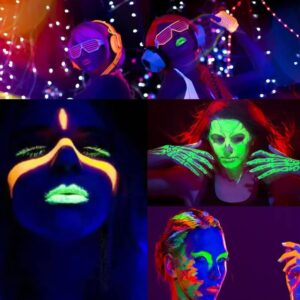 6PCS Glow in The Dark Face Paint Crayons UV Neon sign Halloween Carnival Night glow makeup Paint - Safe, Washable,