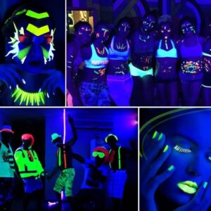 6PCS Glow in The Dark Face Paint Crayons UV Neon sign Halloween Carnival Night glow makeup Paint - Safe, Washable,