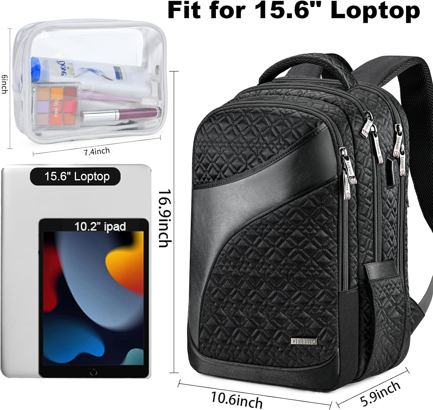 BAGNN 15.6'' Laptop Backpack for Men & Women, Birthday Gifts College Backpack with USB Charging Port, Carry on Backpack for Airplanes