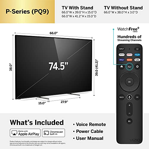 VIZIO 75-Inch P-Series 4K QLED HDR Smart TV w/Voice Remote, Dolby Vision, 4K 120Hz Gaming, Alexa Compatibility, P75Q9-J01, 2022 Model