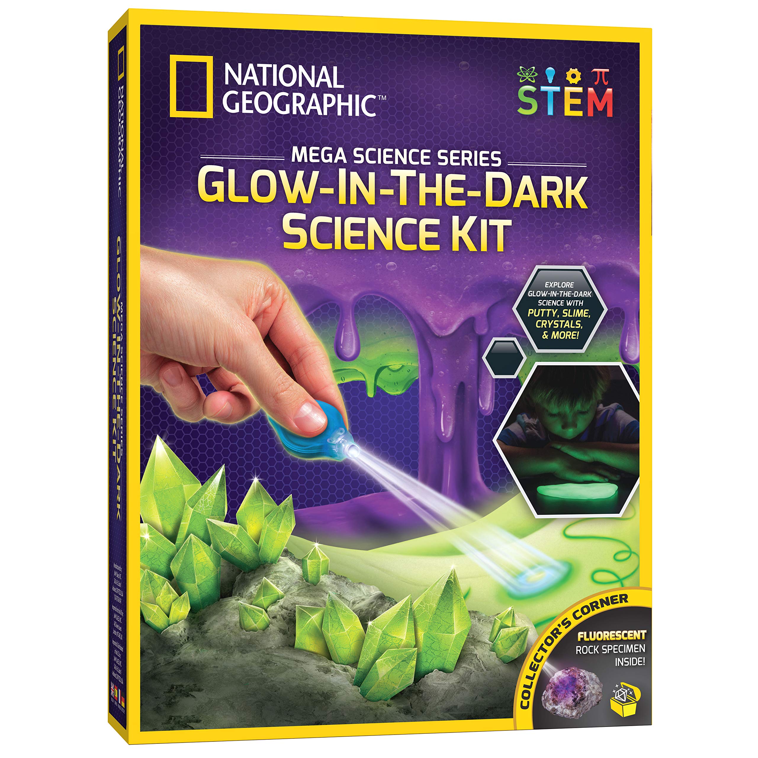 NATIONAL GEOGRAPHIC Mega Science Kit - Glow in The Dark Lab with Crystal Growing Kit, Slime Making, Glowing Putty, and More Science Experiments, Slime Kit for Boys and Girls (Amazon Exclusive)