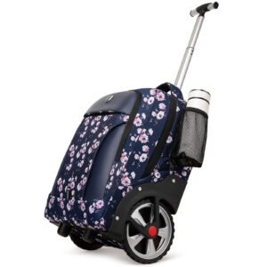 yh&gs rolling backpack floral, waterproof with wheels for business, college student and travel commuter, carry on laptop compartment, fit 17 inch laptop, wheeled adults, 20inch