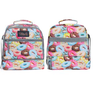 Tilami Rolling Backpack 19 inch with Lunch Bag Wheeled Laptop Backpack, Doughnut