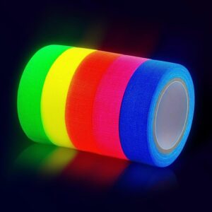 5Pcs Neon Gaffer Tape - 18ft Glow Tape Glow in the Dark Neon Glow Party Supplies Duct Tape Neon Tape Glow in the Dark - UV Blacklight Decorations 1/2 In Colored Duct Tape Fluorescent Tap UV Reactive