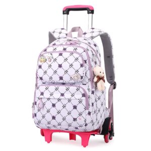 rolling backpack for girls elementary school students with wheels bookbags kids trolley tie rod schoolbag teens travel bag