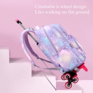 EKUIZAI 3PCS Colorful Heart Print Trolley Backpack Sets Elementary School Students Rolling Bookbag Cute Girls Backpack with Wheels