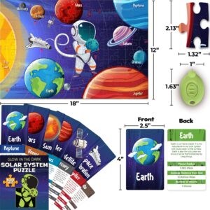 Hapinest 100 Piece Glow-in-The-Dark Solar System Jigsaw Puzzle for Kids Boys and Girls Gifts Ages 5 6 7 8 9 10 11 12 Years Old and Up