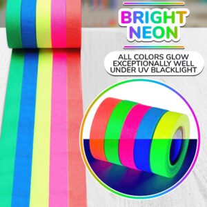 5Pcs Neon Gaffer Tape - 18ft Glow Tape Glow in the Dark Neon Glow Party Supplies Duct Tape Neon Tape Glow in the Dark - UV Blacklight Decorations 1/2 In Colored Duct Tape Fluorescent Tap UV Reactive