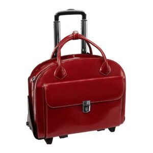 mcklein w series laptop rolling briefcase, red leather (94366)