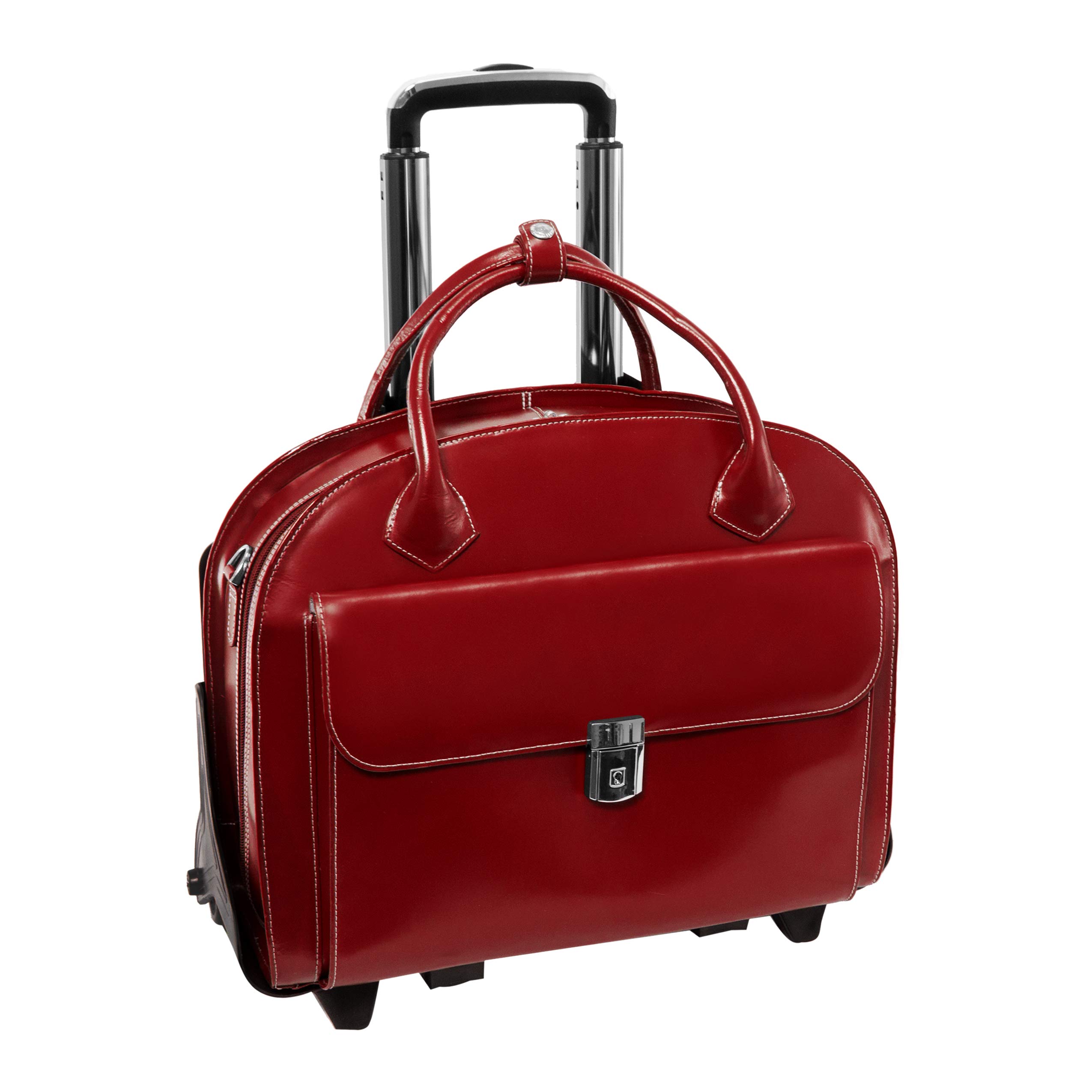 McKlein W Series Laptop Rolling Briefcase, Red Leather (94366)