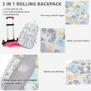 Mildame Rolling Backpack for Girls Boys, Kids Roller Wheels Bookbag for Elementary School Trolley Wheeled Luggage for Teens Travel