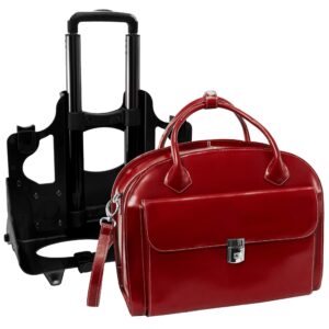 McKlein W Series Laptop Rolling Briefcase, Red Leather (94366)