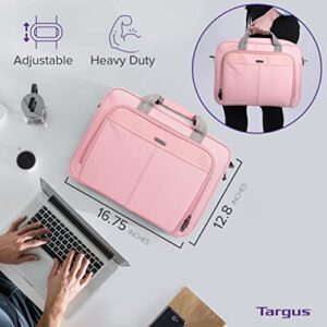 Targus 15-16 Inch Classic Slim Laptop Bag, Pink - Ergonomic Briefcase and Messenger Bag - Spacious Foam Padded Laptop Bag for 16" Laptops and Under (TCT027US)