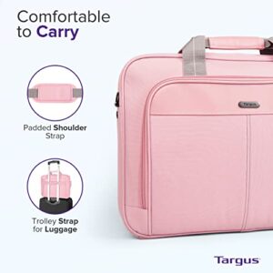 Targus 15-16 Inch Classic Slim Laptop Bag, Pink - Ergonomic Briefcase and Messenger Bag - Spacious Foam Padded Laptop Bag for 16" Laptops and Under (TCT027US)