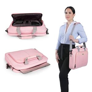 Targus 15-16 Inch Classic Slim Laptop Bag, Pink - Ergonomic Briefcase and Messenger Bag - Spacious Foam Padded Laptop Bag for 16" Laptops and Under (TCT027US)
