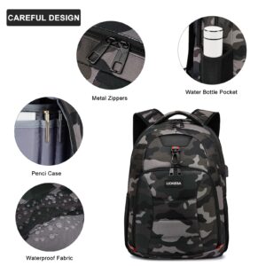 Laptop Backpack, School Backpack for Teen Boys, 15.6 Inch Travel Backpack Large Water Resistant High School College Bookbag for Men Women with USB Charging Port, Camo