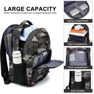 Laptop Backpack, School Backpack for Teen Boys, 15.6 Inch Travel Backpack Large Water Resistant High School College Bookbag for Men Women with USB Charging Port, Camo