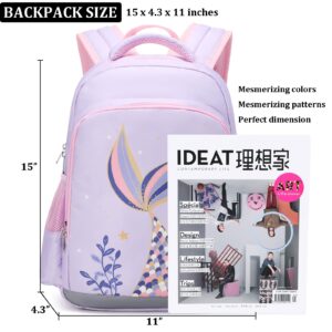 JIANYA Girls Backpack for School Kids Bookbag Kindergarten Elementary Backpack Lunch Box Set, Light Blue