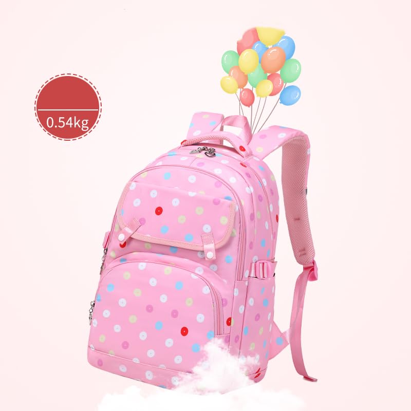 Armbq Polka-dot Print Backpacks for Girls with Lunch Box Teenage School Bookbag Set for Elementary Middle Student Travel Bag