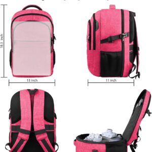 Lapsouno Extra Large Backpack, Carry on Backpack, 17.3 Inch Travel Laptop Backpack, Water Resistant Casual Hiking Daypack, Computer Bag with USB Port, College School Business Backpack for Women, Pink