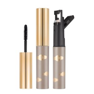 2 In 1 Mascara Longer Lash Cosmetics Natural Lengthening And Thickening Effect No Clumping Superstrong 4d Silk Fiber Mascara Makeup Glitter Top Coat Mascara with（Black-b)