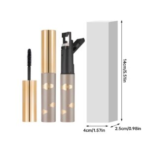 2 In 1 Mascara Longer Lash Cosmetics Natural Lengthening And Thickening Effect No Clumping Superstrong 4d Silk Fiber Mascara Makeup Glitter Top Coat Mascara with（Black-b)