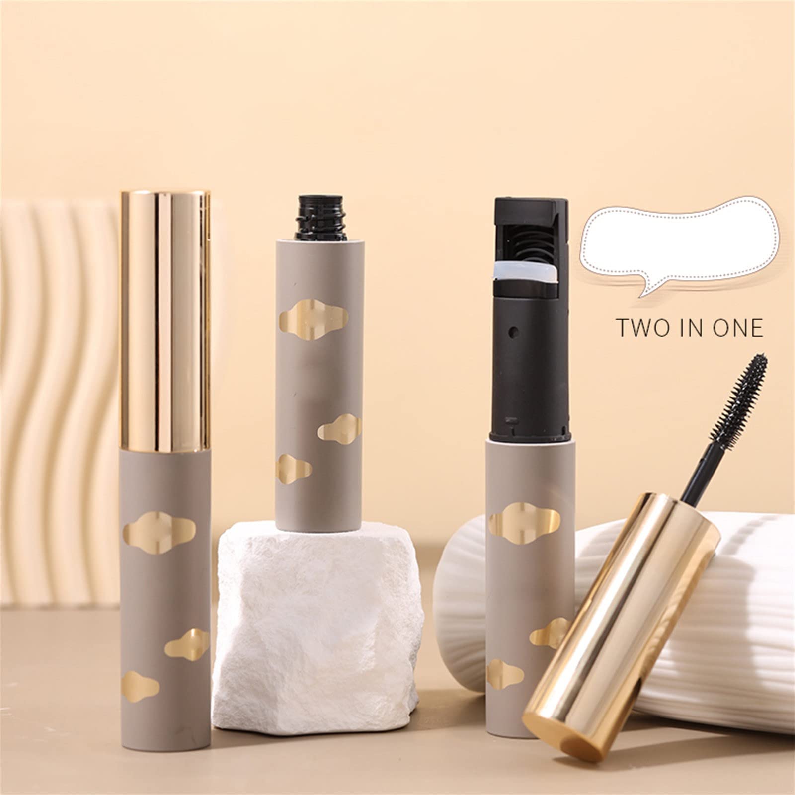 2 In 1 Mascara Longer Lash Cosmetics Natural Lengthening And Thickening Effect No Clumping Superstrong 4d Silk Fiber Mascara Makeup Glitter Top Coat Mascara with（Black-b)