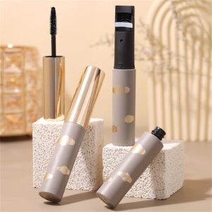 2 In 1 Mascara Longer Lash Cosmetics Natural Lengthening And Thickening Effect No Clumping Superstrong 4d Silk Fiber Mascara Makeup Glitter Top Coat Mascara with（Black-b)