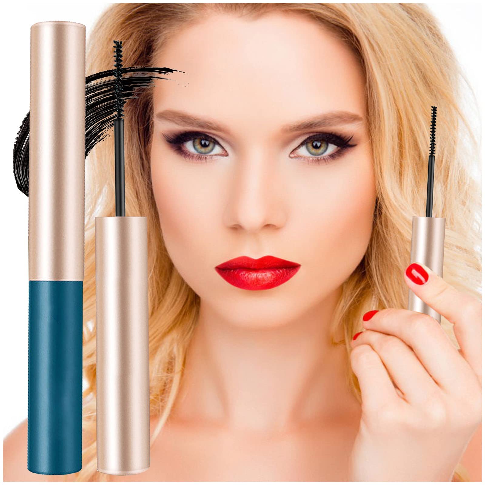 Mascara Waterproof Slender Color Mascara 3D Curling Or Slender Long Lasting Makeup Root Is Distinct Not Clumping (Black, One Size)