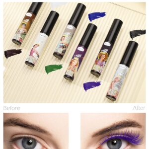 Waterproof Green Mascara Volume and Length,Long Lasting Non Clumping Curling Voluminous Colored Mascara for Eyelashes, Colorful Volumizing Tubing Mascara for Women Eye Makeup Cosplay Party-03