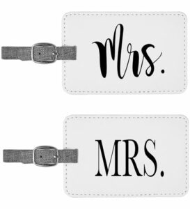 lesbian gift for couple, wedding engagement present, luggage tag for two brides, set of 2 (mrs & mrs)