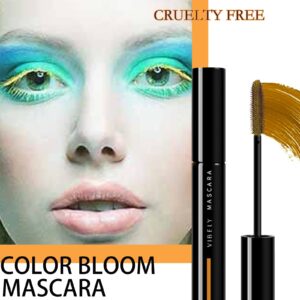 Yellow Mascara Voluminous Waterproof Cat Eye Makeup Color Mascara for Eyelashes Best Volumizing Lengthening Curling Defining Washable Eye Lashes Party Stage Use, Rimel De Pestañas Gift for Women