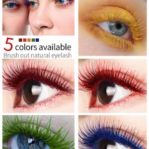 Yellow Mascara Voluminous Waterproof Cat Eye Makeup Color Mascara for Eyelashes Best Volumizing Lengthening Curling Defining Washable Eye Lashes Party Stage Use, Rimel De Pestañas Gift for Women