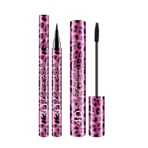 TBUIALL Waterproof Mascara 4d Fiber Mascara Black Volume and Length Not Easy to Fall off Liquid Eyeliner Set Mascara No Smudging Thickens Eye Makeup