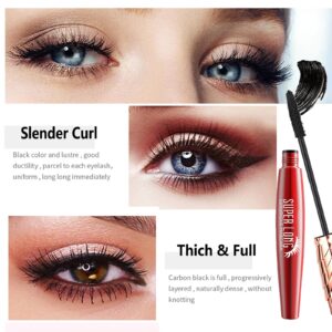 Super Long Black Mascara,LongLasting Waterproof SweatProof Quick-Drying 4D Silk Fiber Lash Mascara,Natural Lengthening Instant Volumizing Tubing Mascara Liquid Lash Extensions Mascara for Women Makeup