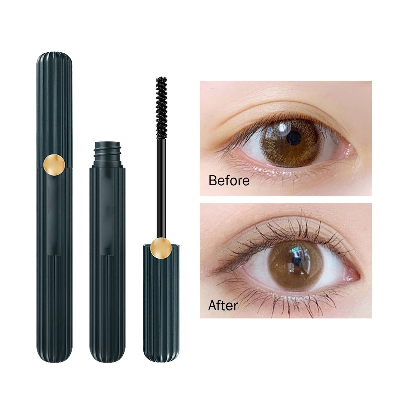 Black Mascara Waterproof and Easy to Apply Color Lasting Non Allergic Daily Party Party Mascara with (A, One Size)