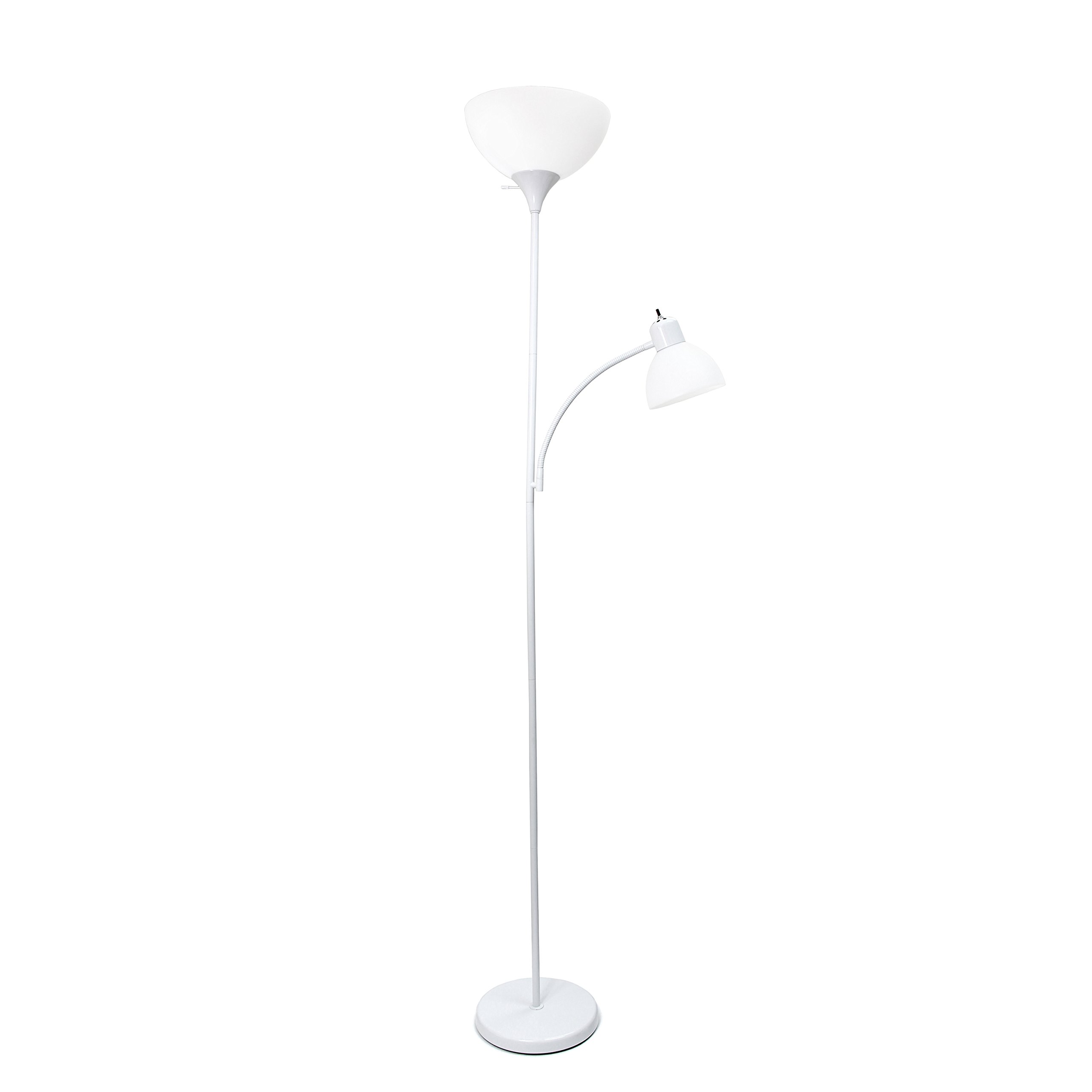 Simple Designs LF2000-WHT Mother-Daughter Floor Lamp with Reading Light, White