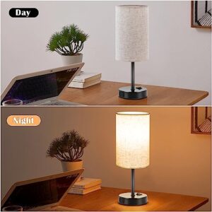 ZJOJO Table Lamp for Bedroom, Bedside Table Lamps Set of 2, Small Lamp with 3 Way Dimmable Desk Lamp Using Rocker Switch, Nightstand Lamp with AC Outlets for Living Room Home Decor