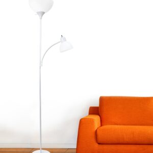 Simple Designs LF2000-WHT Mother-Daughter Floor Lamp with Reading Light, White