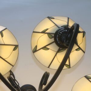 Skyweel Tiffany Style Chandelier Stained Glass Pendent Ceiling Light Flush Mount Ceiling Light Vintage Chandeliers Lighting Lamps (Leaf 6)