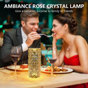 ZsIturey 16 RGD Color Changing Crystals Small Table Lamp Rose Diamond Touch Lamp Romantic Dimmable LED Night Light Festive Atmosphere Light USB Charging Night Light, Bedroom, Dining, Party, Bar