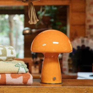 Valley Cruise Press Midcentury Mushroom Lamp - Imported Glass Mushroom Table Lamp - Premium LED Touch Lamp for Mid Century Modern Decor or Elevated Mushroom Decor