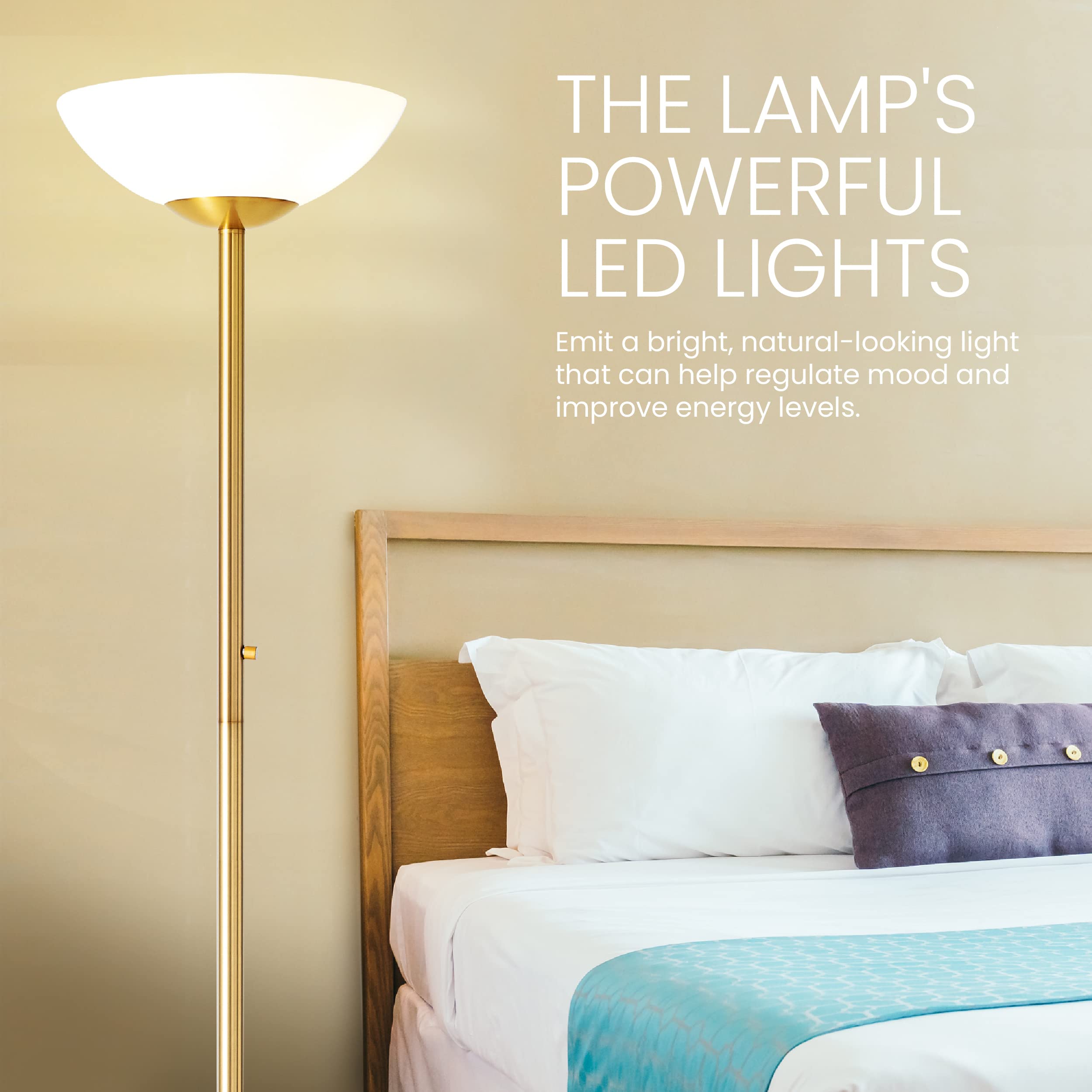 Superlamp Super Bright Floor Lamp 8000LUMEN!! DIMMABLE 30K Light up a Full Room, Modern and Elegant Design