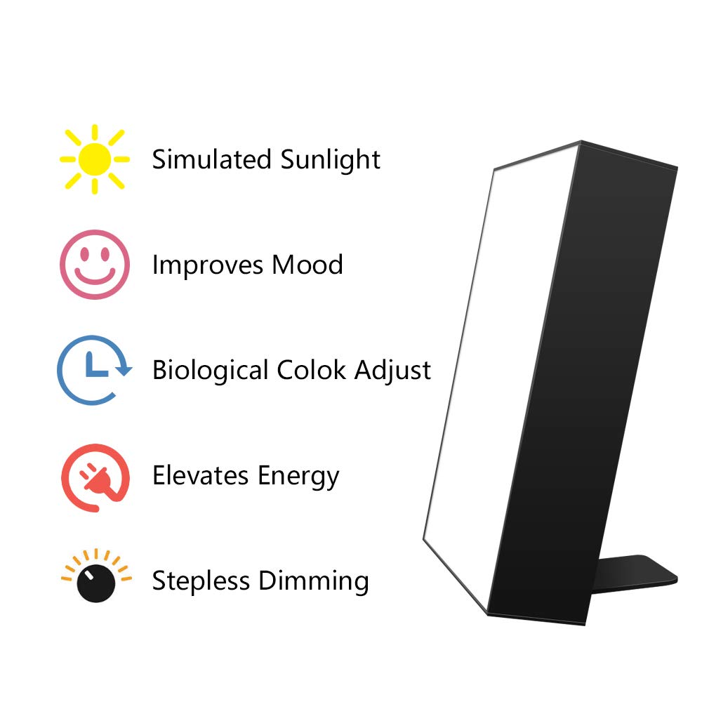 AMZCOOL 10,000 Lux Happy Energy Light Therapy Simulated Natural Sunlight Full Spectrum LED Lamp Light Box Portable Thin Border High Design Quality Aluminum Alloy Material