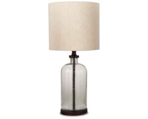 signature design by ashley bandile modern farmhouse 22.5" seeded glass table lamp, bronze