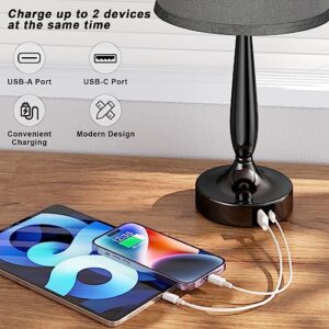 Kakanuo Touch Table Lamp for Bedroom, Small Bedside Lamp with USB C Charging Port, 3 Way Dimmable Touch Control Nightstand Lamp for Living Room and Office, LED Bulb Included