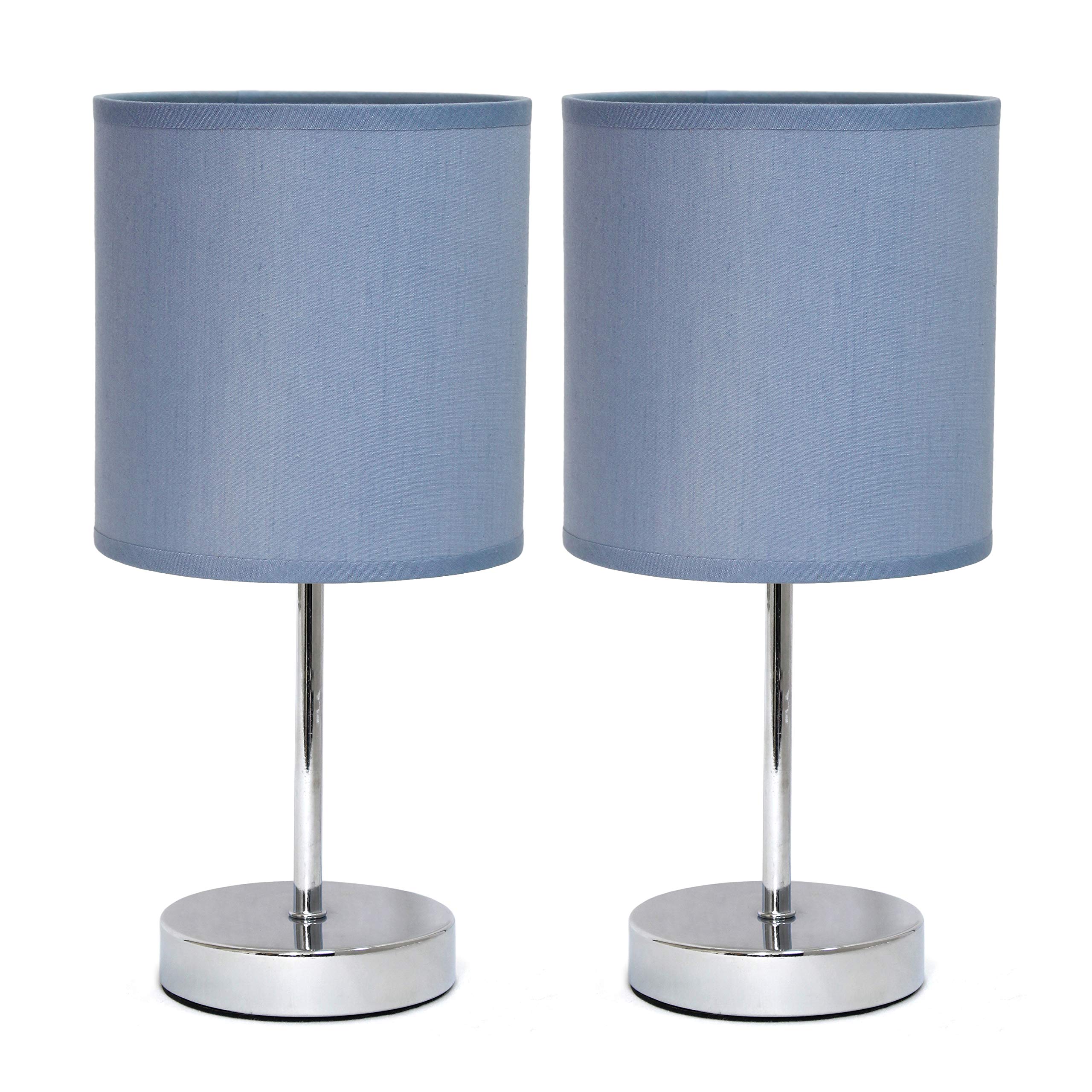 Simple Designs LT2007-PRP Chrome Mini Basic Table Lamp with Fabric Shade, Periwinkle Purple