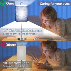 𝟮𝟬𝟮𝟯 𝗡𝗘𝗪 Set of 2 Touch Control Table Lamps with 2 USB & AC Outlet, 3-Way Dimmable Bedside Nightstand Lamps for Bedroom Living Room Nursery, 800 Lumens 5000K Daylight Bulbs Included